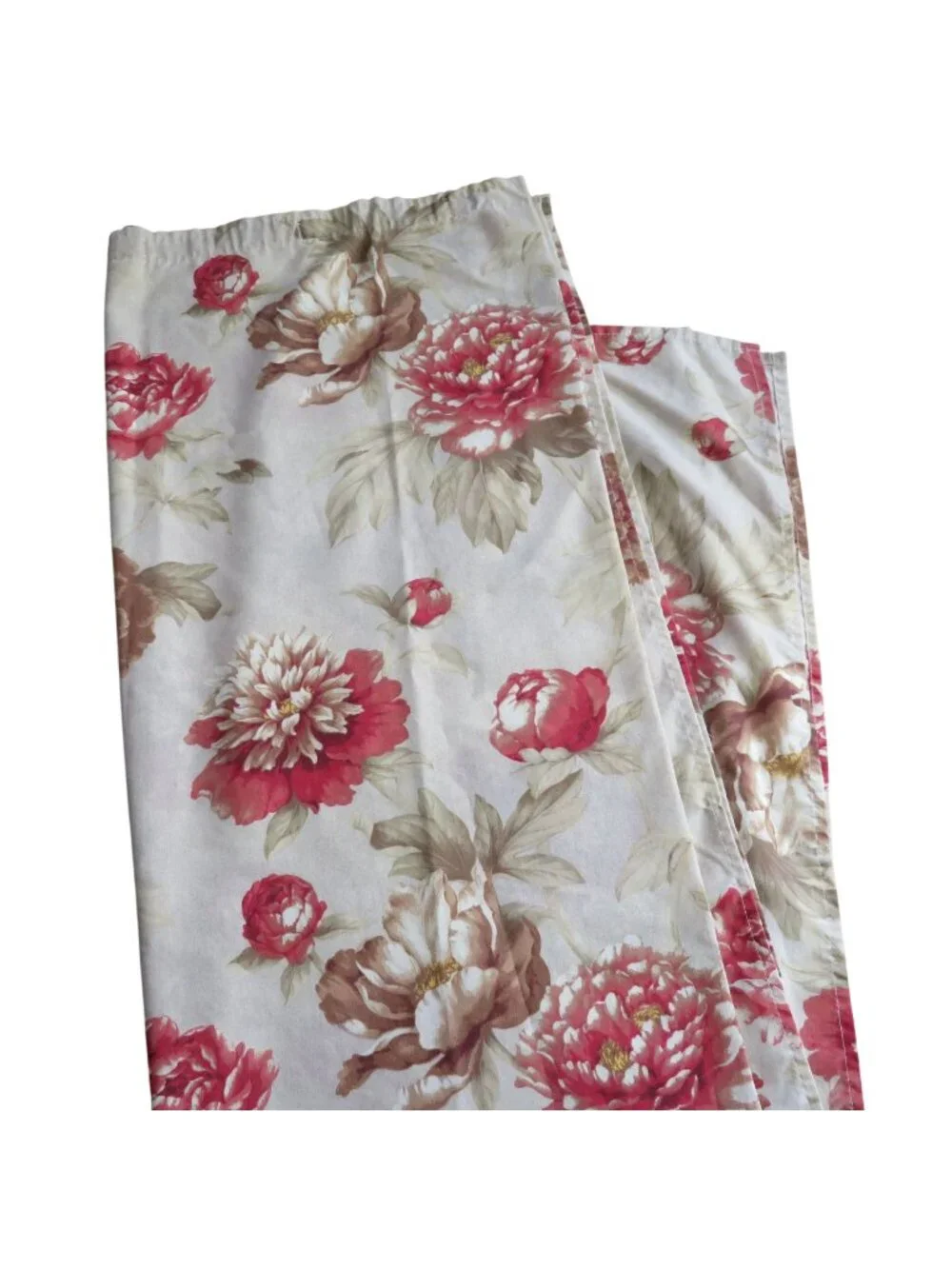 Vintage Floral Fabric Shower Curtain Beige Red 68